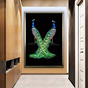 Büyük Tavuskuşu Kanvas Tablosu; Ev Dekoru 100x150 cm