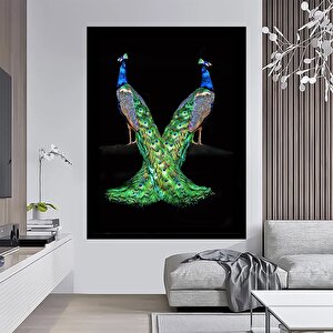 Büyük Tavuskuşu Kanvas Tablosu; Ev Dekoru 100x150 cm