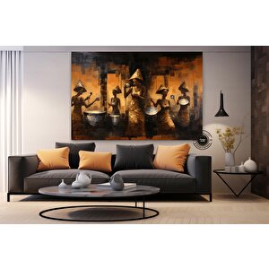 Renkli Afrikalı Kızlar Ve Müzisyenler Tablosu, Etkileyici Müzik Ve Dans Sanatı