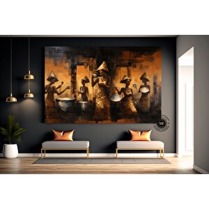 Renkli Afrikalı Kızlar Ve Müzisyenler Tablosu, Etkileyici Müzik Ve Dans Sanatı 120x180 cm
