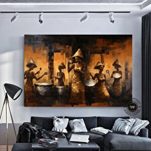 Renkli Afrikalı Kızlar Ve Müzisyenler Tablosu, Etkileyici Müzik Ve Dans Sanatı 120x180 cm