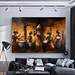 Renkli Afrikalı Kızlar Ve Müzisyenler Tablosu, Etkileyici Müzik Ve Dans Sanatı 60x120 cm
