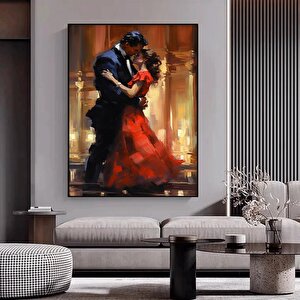 Ev Dekoru Kanvası, Büyük Kanvas, Dans Eden Çift Tablosu, Müzik Odası Sanatı, Çift Kanvas Dekoru 70x100 cm