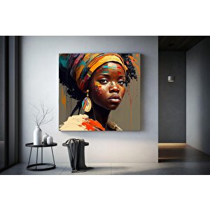 Renkli Afrikalı Kadın Kanvası – Modern Moda Sanatı 70x70 cm
