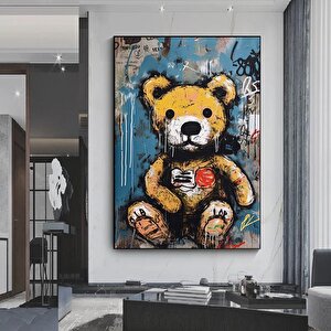 Teddy Ayı Duvar Sanatı; Graffiti Stil; Sokak Sanatı 20x30 cm