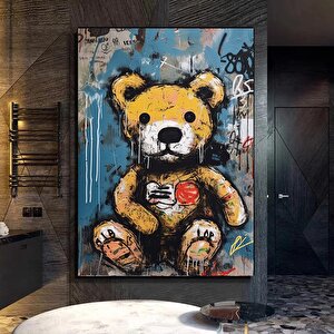 Teddy Ayı Duvar Sanatı; Graffiti Stil; Sokak Sanatı 80x120 cm