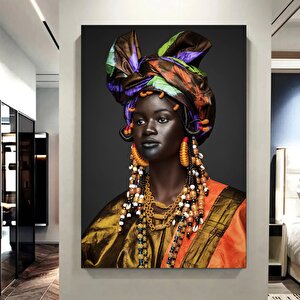 Afrikalı Kadın Kanvas Tablo / Afrika-amerikan Ev Dekoru / Siyahi Kadın Makyaj Temalı Duvar Dekoru 40x60 cm