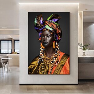 Afrikalı Kadın Kanvas Tablo / Afrika-amerikan Ev Dekoru / Siyahi Kadın Makyaj Temalı Duvar Dekoru