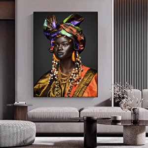 Afrikalı Kadın Kanvas Tablo / Afrika-amerikan Ev Dekoru / Siyahi Kadın Makyaj Temalı Duvar Dekoru