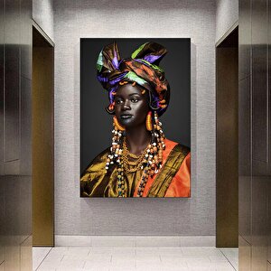 Afrikalı Kadın Kanvas Tablo / Afrika-amerikan Ev Dekoru / Siyahi Kadın Makyaj Temalı Duvar Dekoru 50x70 cm