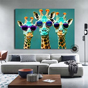 Eğlenceli Zürafa Duvar Sanatı; Zürafa Kanvas Baskısı; Zürafa Resmi; Ev Dekoru; El Yapımı Hayvan Asma 60x120 cm