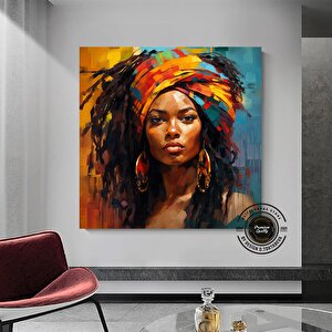 Oturma Odası İçin Afrika-amerikan Duvar Sanatı; Siyah Kadın Tablosu