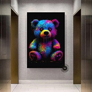 Ayıcık Kanvası, Ayıcık Graffiti Sanatı, Sevimli Ayı Temalı Duvar Dekoru 40x60 cm