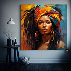 Oturma Odası İçin Afrika-amerikan Duvar Sanatı; Siyah Kadın Tablosu