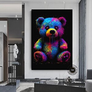 Ayıcık Kanvası, Ayıcık Graffiti Sanatı, Sevimli Ayı Temalı Duvar Dekoru 20x30 cm