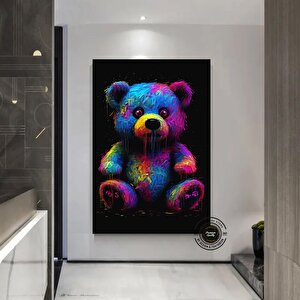 Ayıcık Kanvası, Ayıcık Graffiti Sanatı, Sevimli Ayı Temalı Duvar Dekoru 20x30 cm