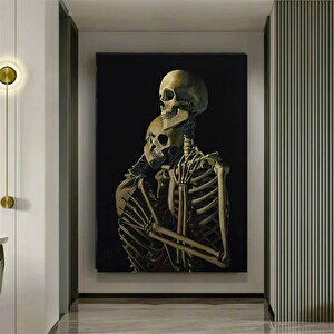 Sarılırken İskelet Çift Kanvas Duvar Sanatı; İskelet Kanvas Boyama; Sürreal Kanvas Baskı; Modern Ev
