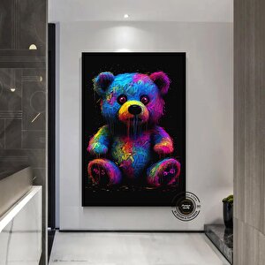 Ayıcık Kanvası, Ayıcık Graffiti Sanatı, Sevimli Ayı Temalı Duvar Dekoru 70x150 cm