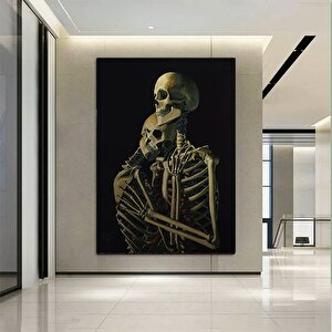 Sarılırken İskelet Çift Kanvas Duvar Sanatı; İskelet Kanvas Boyama; Sürreal Kanvas Baskı; Modern Ev 20x30 cm