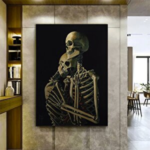 Sarılırken İskelet Çift Kanvas Duvar Sanatı; İskelet Kanvas Boyama; Sürreal Kanvas Baskı; Modern Ev 20x30 cm