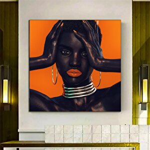 Afrikalı Kadın Kanvas Tablo, Kadın Portresi Afro, Moda Sanatı, Afro Kadın Tasarımı 40x40 cm