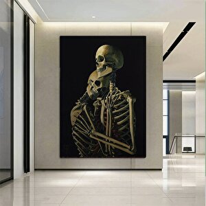 Sarılırken İskelet Çift Kanvas Duvar Sanatı; İskelet Kanvas Boyama; Sürreal Kanvas Baskı; Modern Ev 30x40 cm