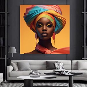 Renkli Afrikalı Kadın Kanvas Sanatı | Afrika-amerikan Sanatı | Modern Baskı 100x100 cm