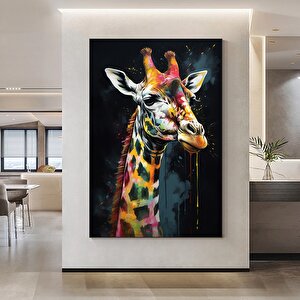 Graffiti Zürafa Kanvası, Sokak Sanatı Tarzında Renkli Hayvan Tablosu
