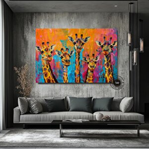 Graffiti Zürafa Kanvas Boyama; Soyut Kanvas Duvar Sanatı; Asmaya Hazır 60x120 cm