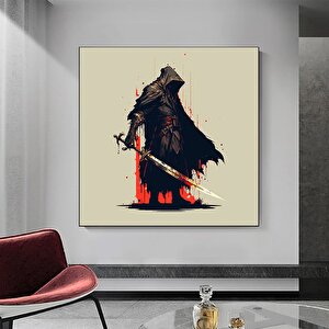 Samuray Dövüşü Kanvas Duvar Sanatı, Samuray Kanvas Baskısı, Samuray Tablosu, Modern Ev Dekoru