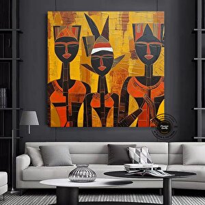 Afrika Duvar Sembolleri – Lüks Kültürel Kanvas Tablo 60x60 cm