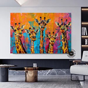 Graffiti Zürafa Kanvas Boyama; Soyut Kanvas Duvar Sanatı; Asmaya Hazır 20x30 cm
