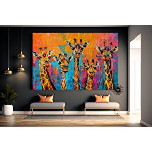 Graffiti Zürafa Kanvas Boyama; Soyut Kanvas Duvar Sanatı; Asmaya Hazır 20x30 cm