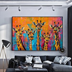 Graffiti Zürafa Kanvas Boyama; Soyut Kanvas Duvar Sanatı; Asmaya Hazır