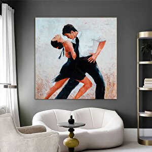 Kanvas Ev Dekoru; Büyük Kanvas; Dans Eden Çift Tablosu; Müzik Odası Sanatı; Tango Çift Kanvas Tablos 40x40 cm