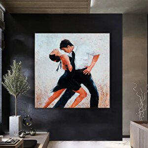 Kanvas Ev Dekoru; Büyük Kanvas; Dans Eden Çift Tablosu; Müzik Odası Sanatı; Tango Çift Kanvas Tablos 40x40 cm