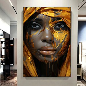Modern Afrika Kadın Tablo Posteri, Oturma Odası İçin Ev Dekoru, Kanvas Üzerine Kadın Baskısı 100x150 cm