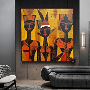 Afrika Duvar Sembolleri – Lüks Kültürel Kanvas Tablo 30x30 cm