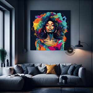Afrika-amerikan Pop Art Kadın Tablosu; Renkli Soyut