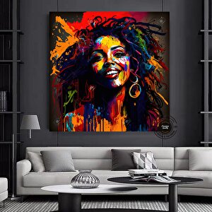 Afrika-amerikan Resim – Sokak Sanatı Graffiti Kanvas; Çağdaş Afrika Duvar Baskıları; Pop Art Graffit 30x30 cm