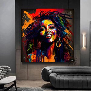 Afrika-amerikan Resim – Sokak Sanatı Graffiti Kanvas; Çağdaş Afrika Duvar Baskıları; Pop Art Graffit 30x30 cm