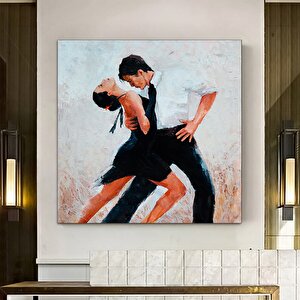 Kanvas Ev Dekoru; Büyük Kanvas; Dans Eden Çift Tablosu; Müzik Odası Sanatı; Tango Çift Kanvas Tablos 50x50 cm