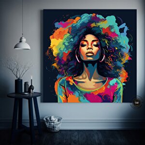Afrika-amerikan Pop Art Kadın Tablosu; Renkli Soyut