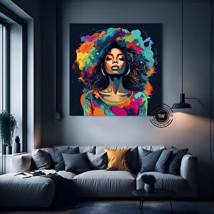Afrika-amerikan Pop Art Kadın Tablosu; Renkli Soyut