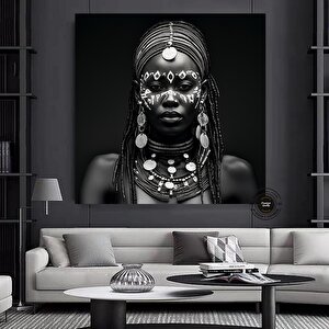 Afrikalı Kadın Portresi Kanvas; Afrika Kültürü Duvar Sanatı 60x60 cm