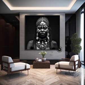 Afrikalı Kadın Portresi Kanvas; Afrika Kültürü Duvar Sanatı 60x60 cm