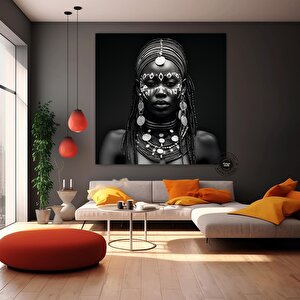 Afrikalı Kadın Portresi Kanvas; Afrika Kültürü Duvar Sanatı