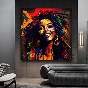 Afrika-amerikan Resim – Sokak Sanatı Graffiti Kanvas; Çağdaş Afrika Duvar Baskıları; Pop Art Graffit 70x70 cm