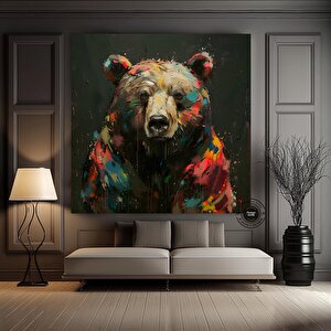 Renkli Ayı Kanvas Baskısı; Graffiti Ayı Duvar Sanatı; Ayı Severler Için Özel Hediye; Ev Dekoru; Renk 100x100 cm
