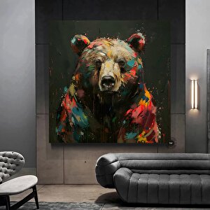 Renkli Ayı Kanvas Baskısı; Graffiti Ayı Duvar Sanatı; Ayı Severler Için Özel Hediye; Ev Dekoru; Renk